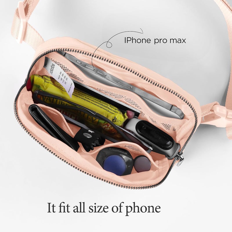 ODODOS Unisex Mini Belt Bag with Adjustable Strap Small Fanny Pack for Workout Running Traveling Hiking, Pale Coral - Image 2